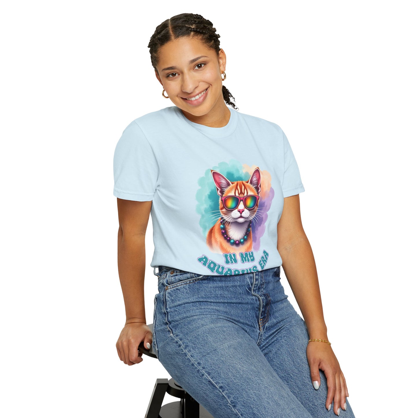 In My Aquarius Era – Rainbow Cat Vibes Tee