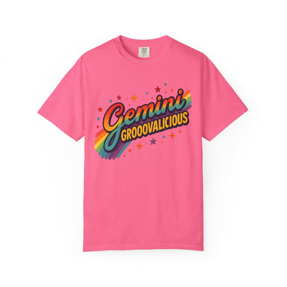 Gemini Groovalicious - Retro Disco Rainbow Zodiac Tee - Enchanted Sky