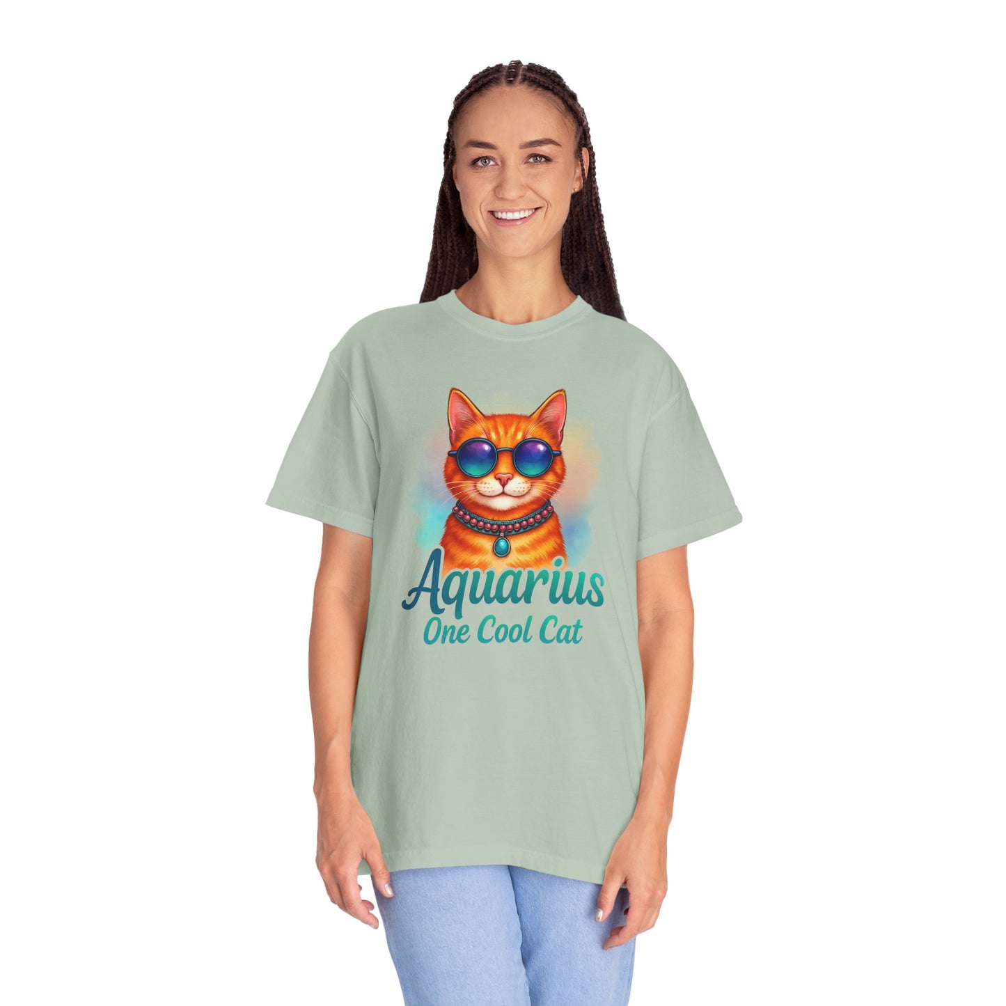 Aquarius One Cool Cat – Zodiac Kitty Vibes Tee