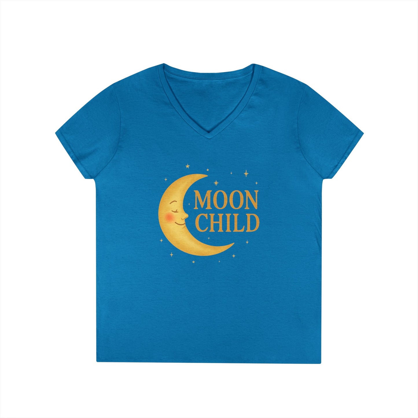 Moon Child Women’s V-Neck Tee – Empowering Celestial Lunar Zodiac Shirt