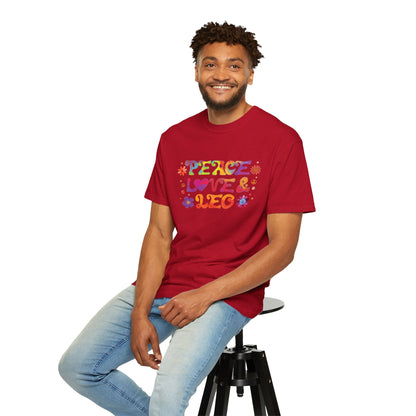 Peace Love & Leo -  Retro Groovy Astrology Tee