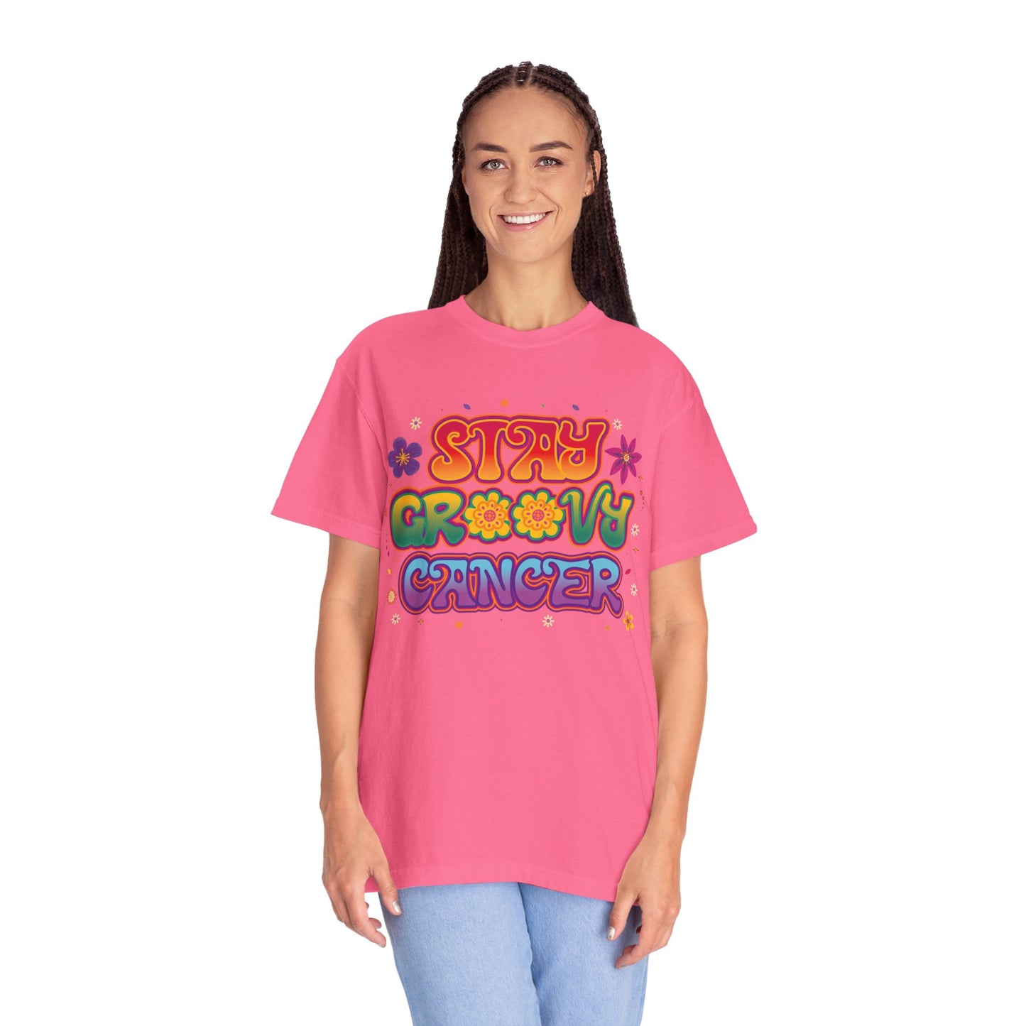 Stay Groovy Cancer Tee – Retro Colorful Zodiac Shirt