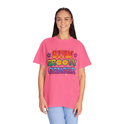Stay Groovy Cancer Tee – Retro Colorful Zodiac Shirt