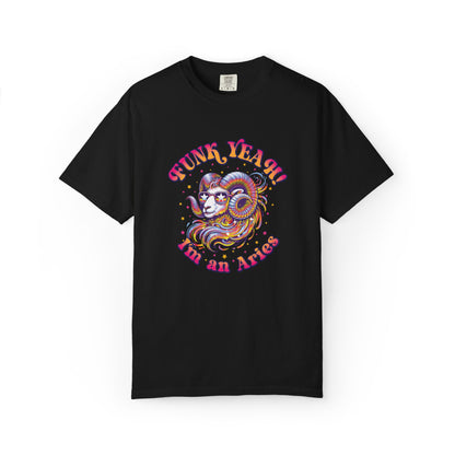 FUNK YEAH!! I’m an Aries Tee – Retro Multicolor Zodiac Shirt, Groovy Fun Style