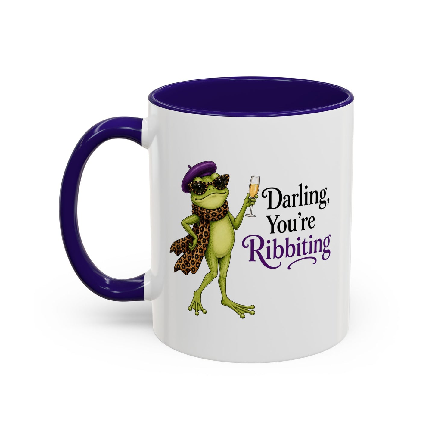 Darling You're Ribbiting Frog Mug | Funny Fashion Frog Coffee Mug | Glam Frog Gift for Women | Colored Mug
