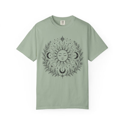 Boho Spiritual Sun and Floral Hippie Unisex T-Shirt