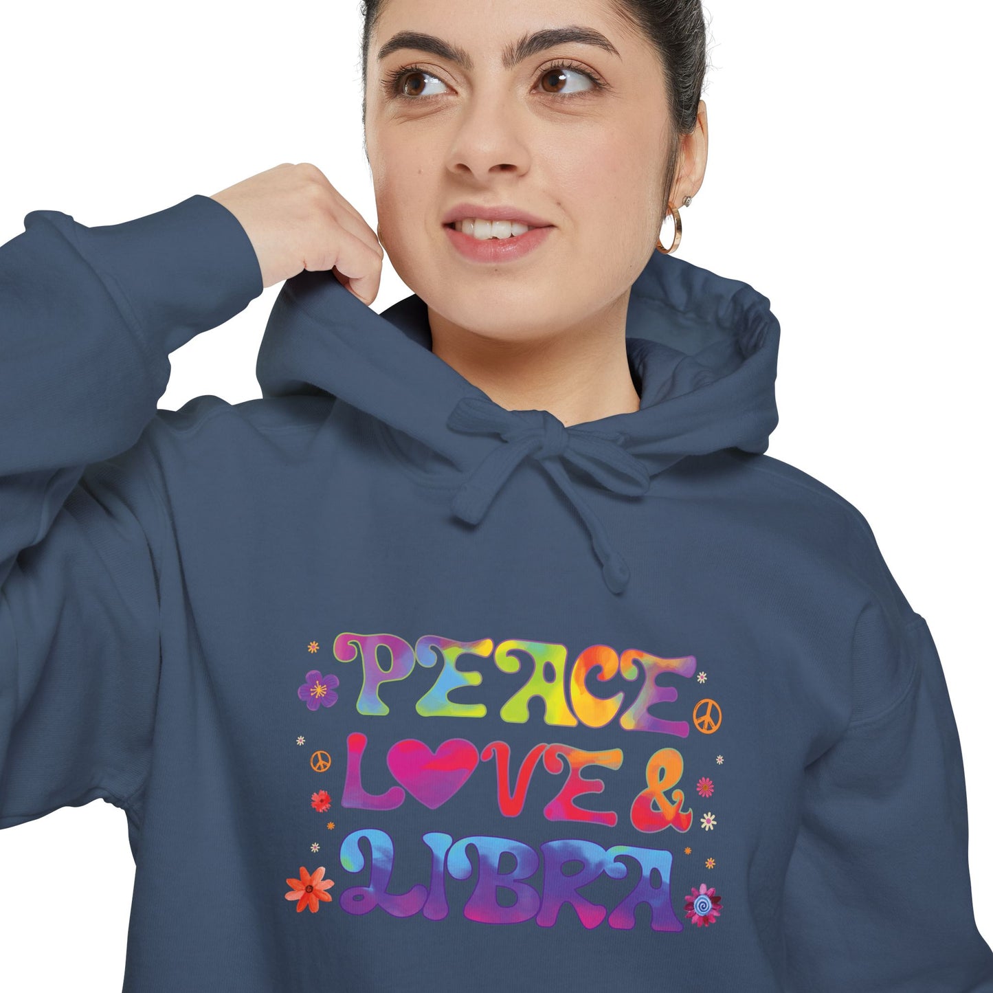 Peace Love & Libra Unisex Hoodie – Groovy Retro Comfort Colors Midweight Hoodie
