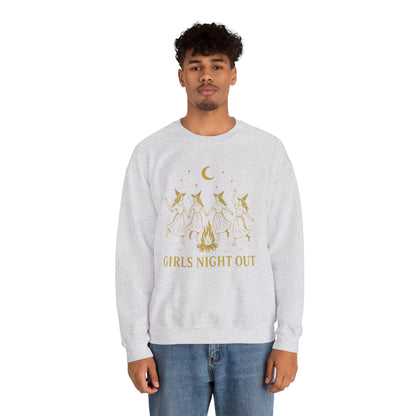 Girls Night Out Crewneck Sweatshirt – Dancing Witches Bonfire Graphic (Unisex)