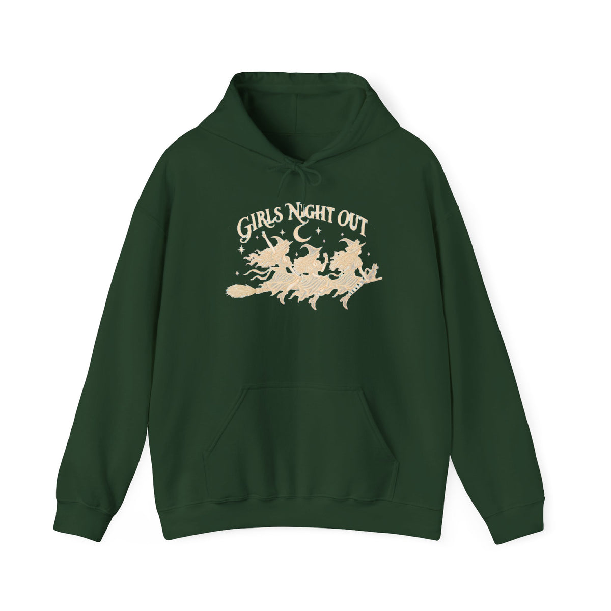 Girls Night Out Hoodie | Funny Witches on a Broom Graphic Halloween Pullover