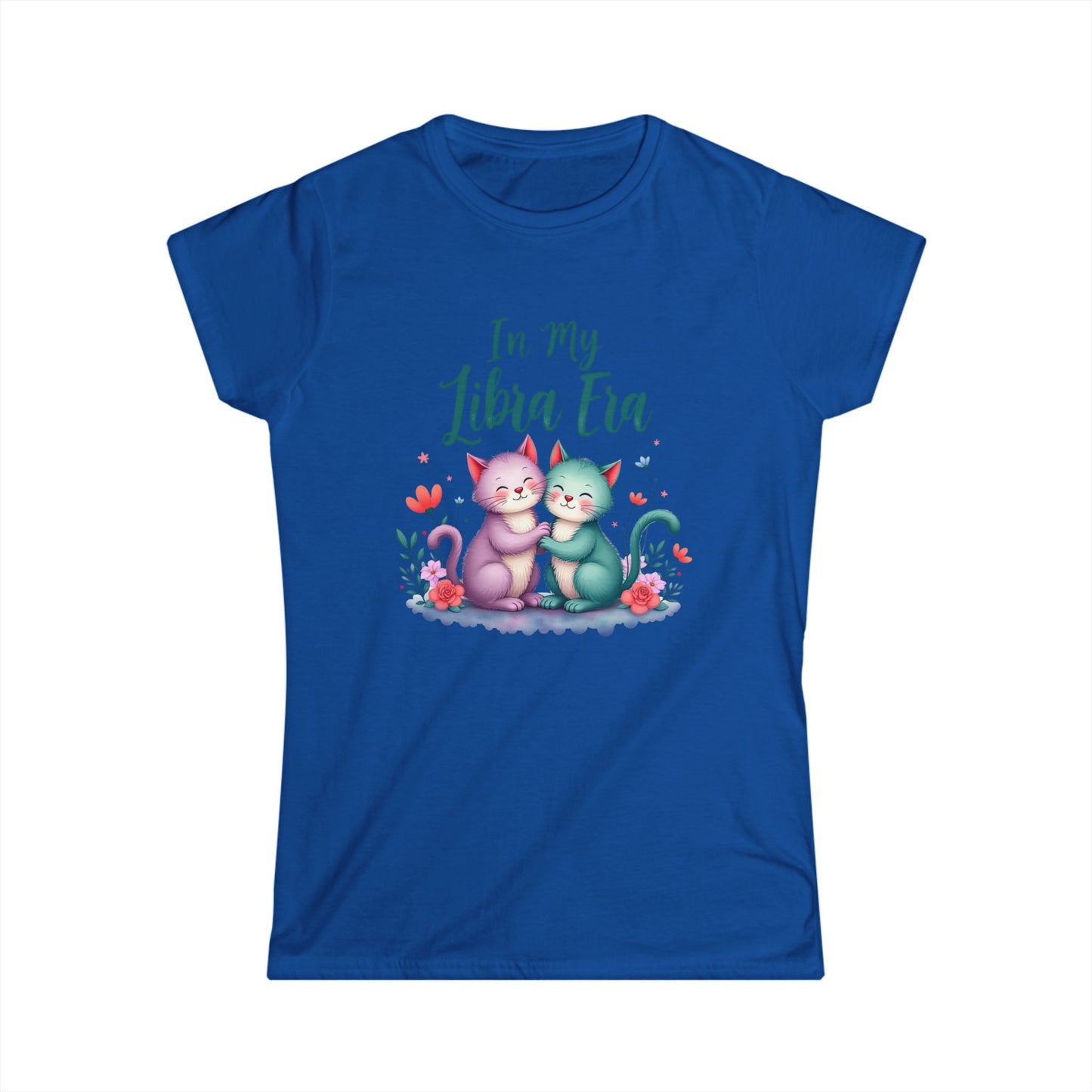 In My Libra Era Women’s Softstyle Tee – Empowering Zodiac Cat Shirt
