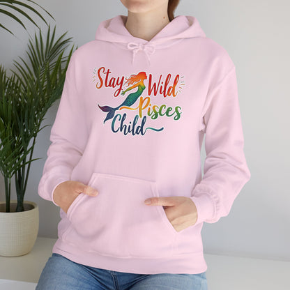 Stay Wild Pisces Child Hoodie | Rainbow Mermaid Astrology Sweatshirt | Cozy Zodiac Gift for Dreamers | Water Sign Starry Pullover | Mystical Pisces Apparel
