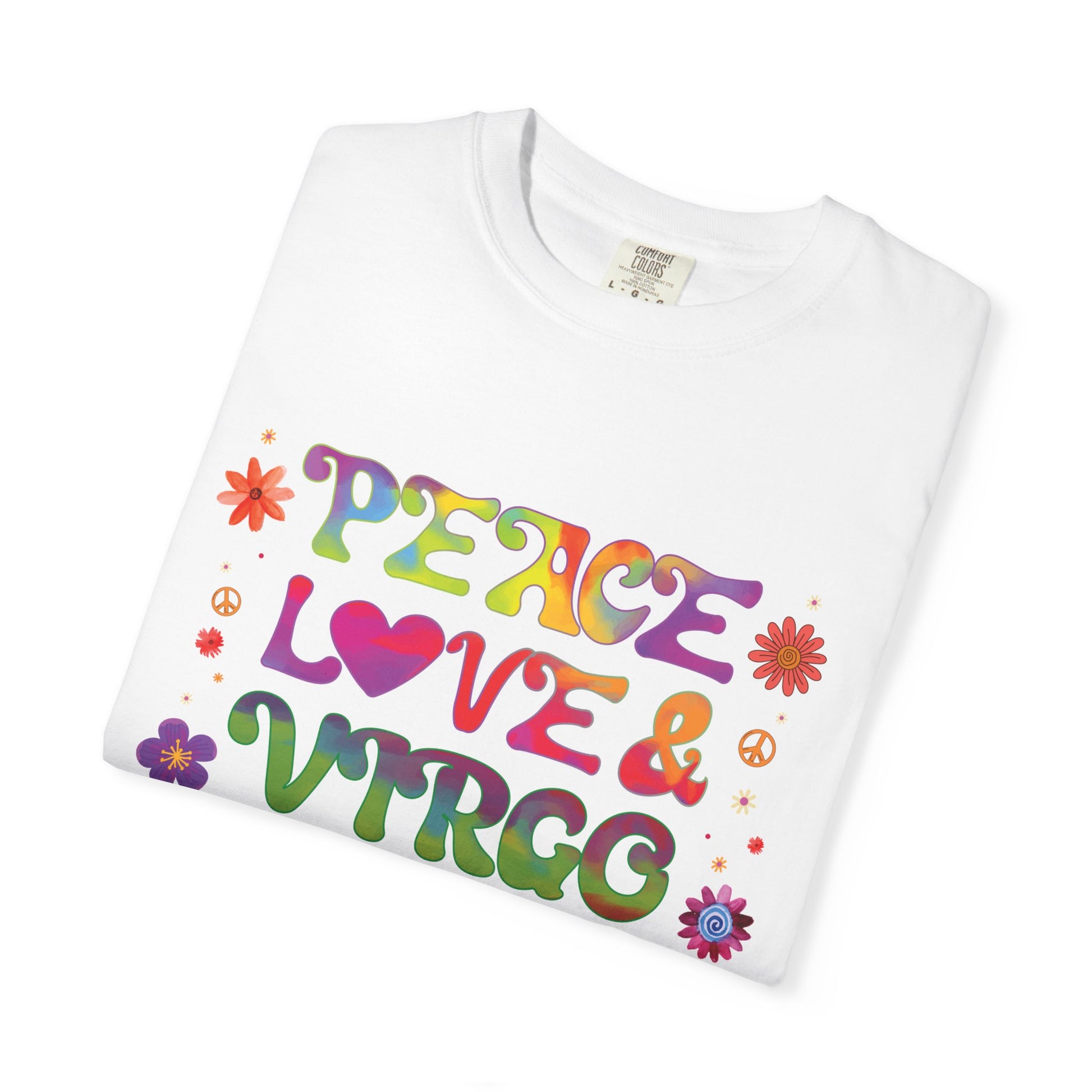 Peace Love & Virgo – Retro Hippie Zodiac Tee