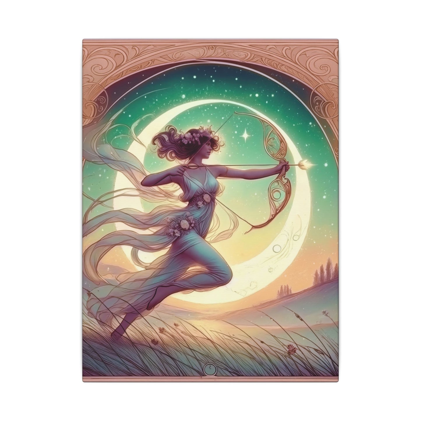 Artemis Rising – Celestial Archer Art Nouveau Wall Art