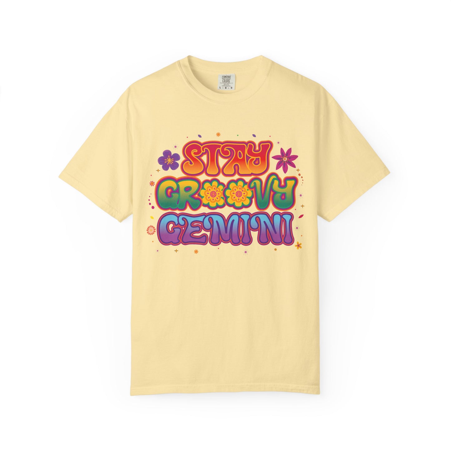 Stay Groovy Gemini – Flower Power Retro Zodiac Tee