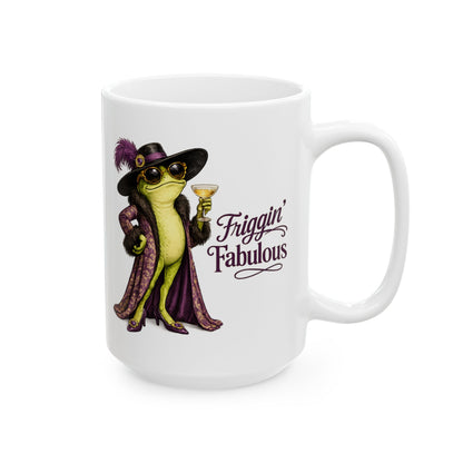 Friggin’ Fabulous Frog Mug | Funny Fashion Frog Affirmation Coffee Mug | Glam Frog Gift for Women