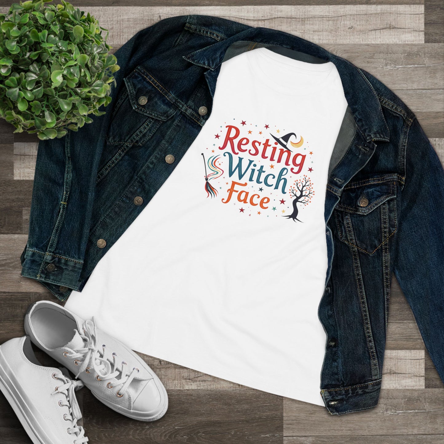 Resting Witch Face Women’s Relaxed Tee – Funny Magical Colorful Shirt
