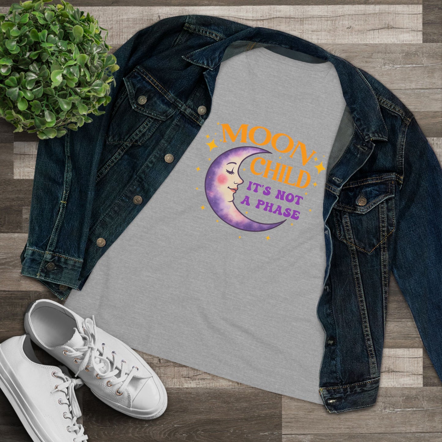 Moon Child It's Not A Phase Women’s Relaxed Tee – Empowering Celestial Colorful Shirt
