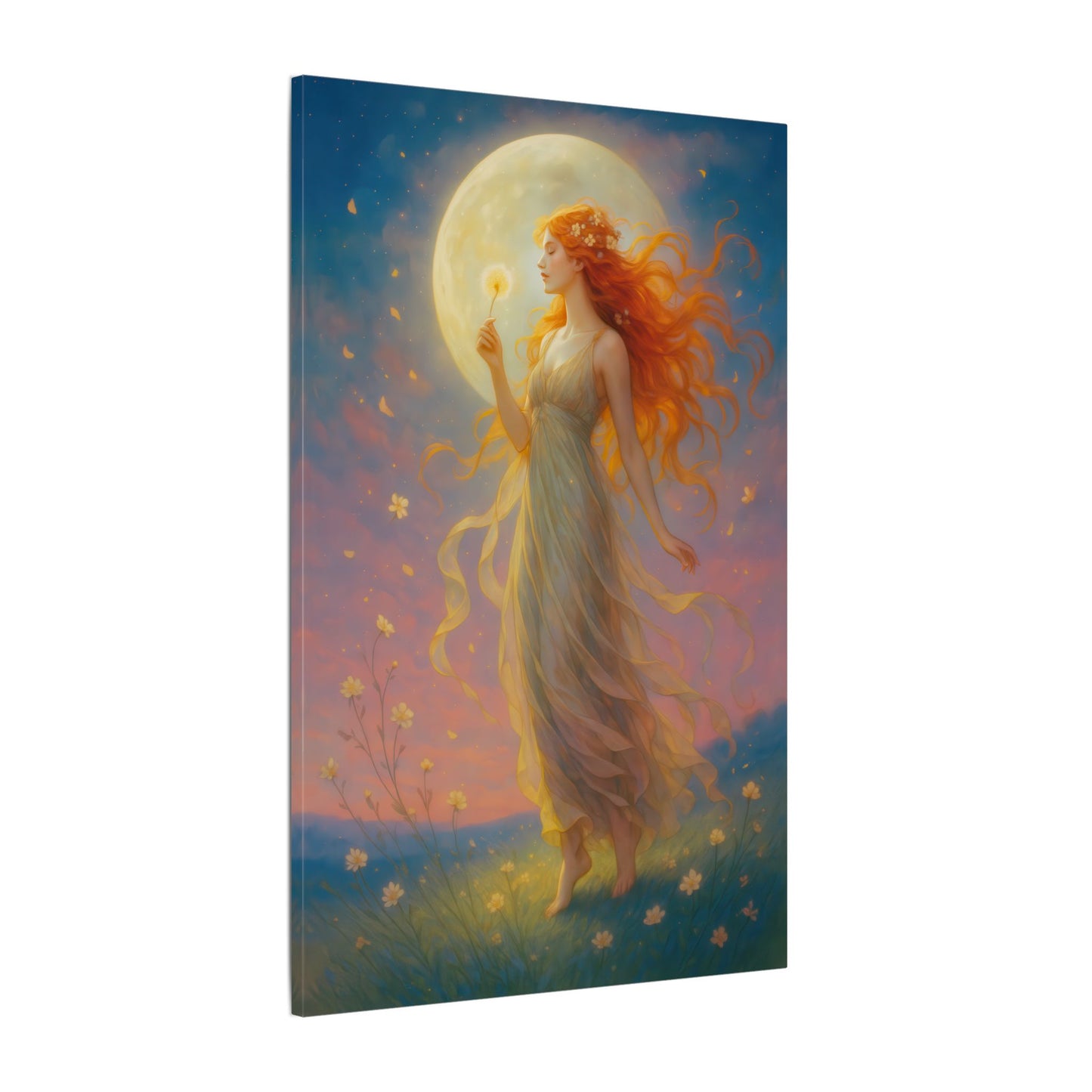 Moonlight Wishes – Luminous Goddess Wall Art (Art Nouveau Inspired)