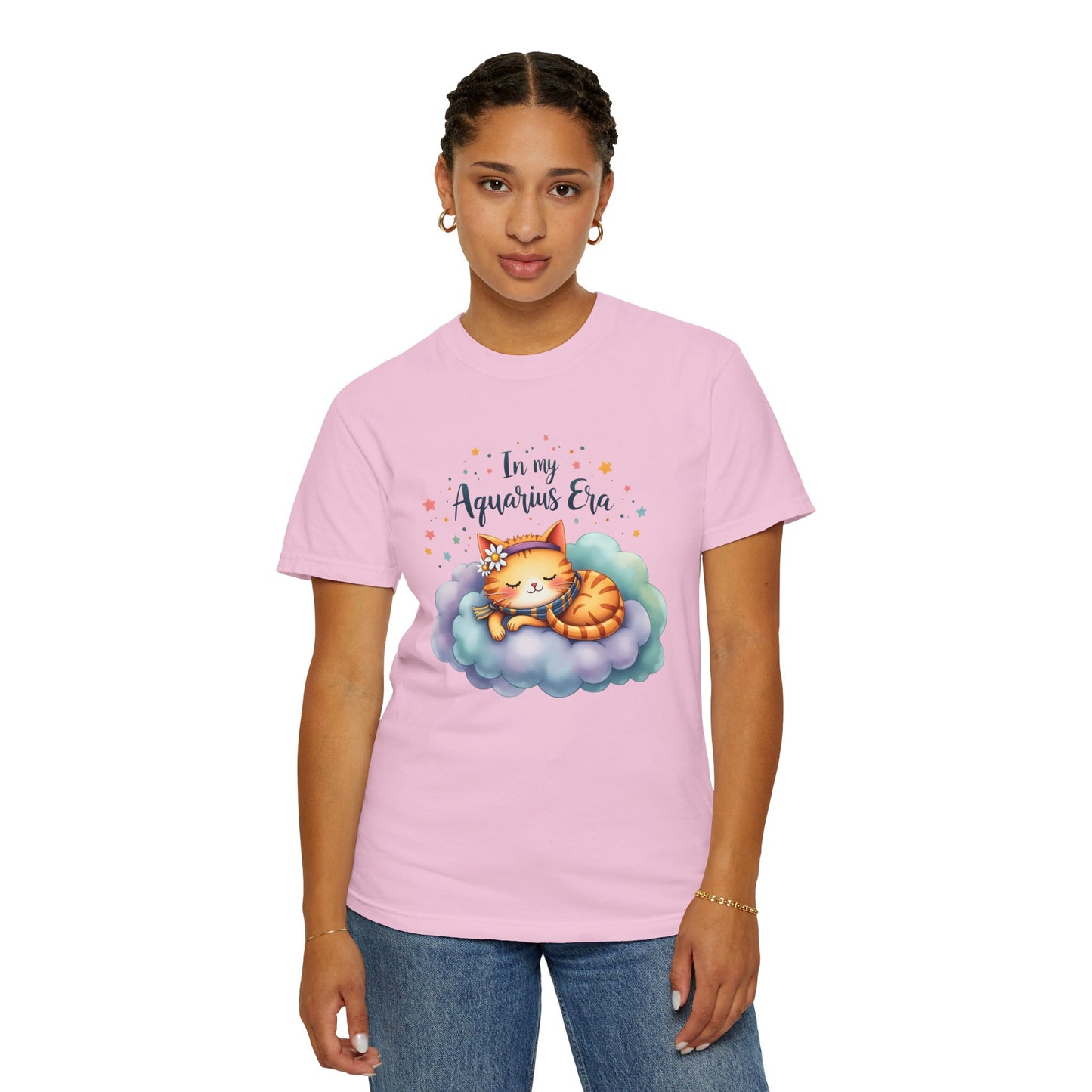 In My Aquarius Era Tee – Colorful Zodiac Cat Shirt