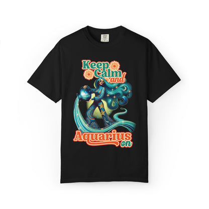 Keep Calm and Aquarius On – Retro Water Bearer Zodiac Tee