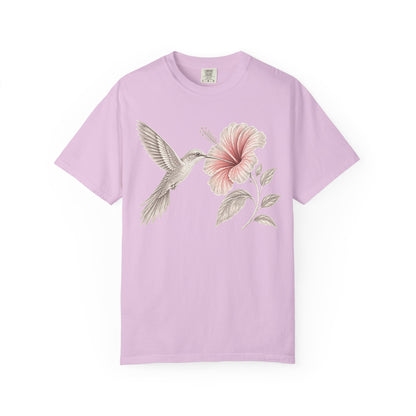 Vintage Hummingbird & Hibiscus Floral T-Shirt