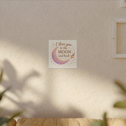 I Love You to the Moon and Back – Adorable Pastel Moon & Rocket Wall Art (Eco-friendly Canvas)