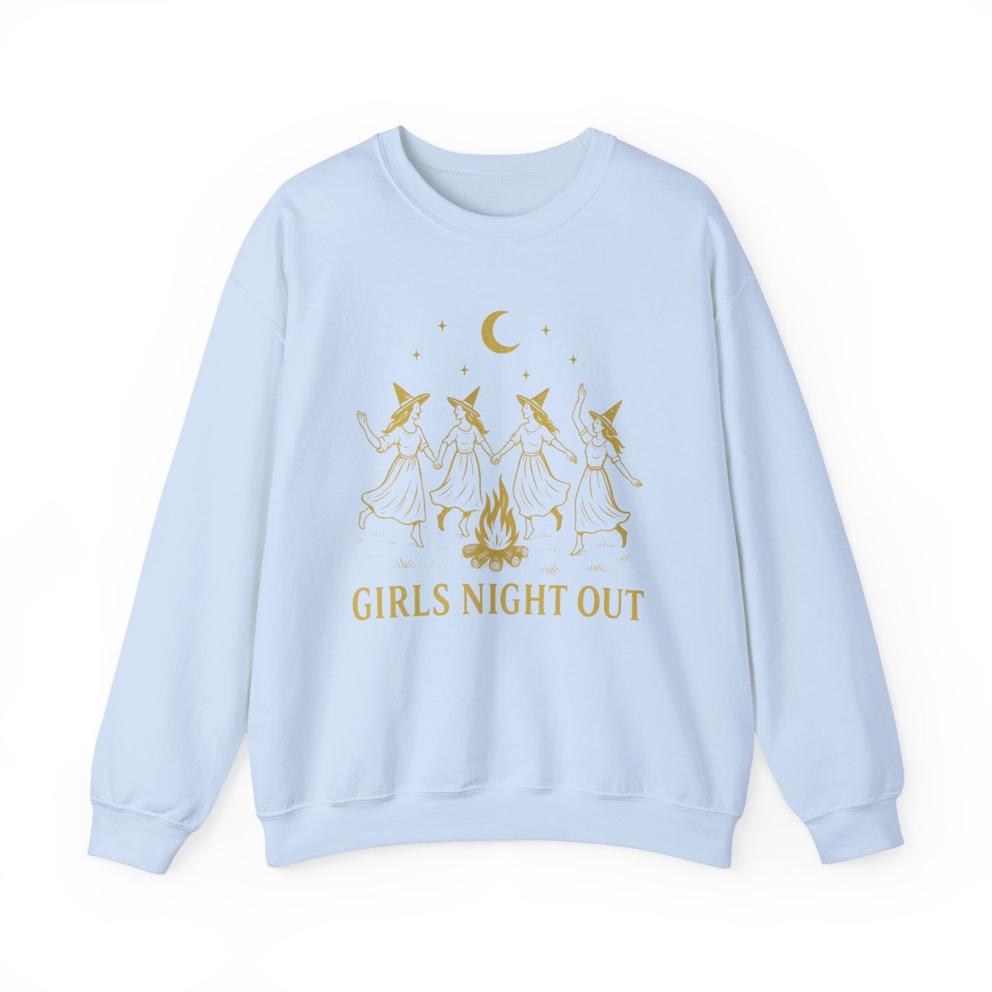 Girls Night Out Crewneck Sweatshirt – Dancing Witches Bonfire Graphic (Unisex)