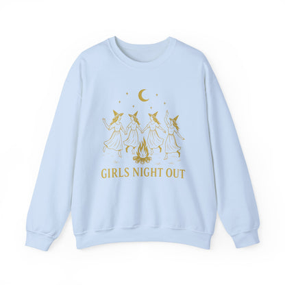 Girls Night Out Crewneck Sweatshirt – Dancing Witches Bonfire Graphic (Unisex)