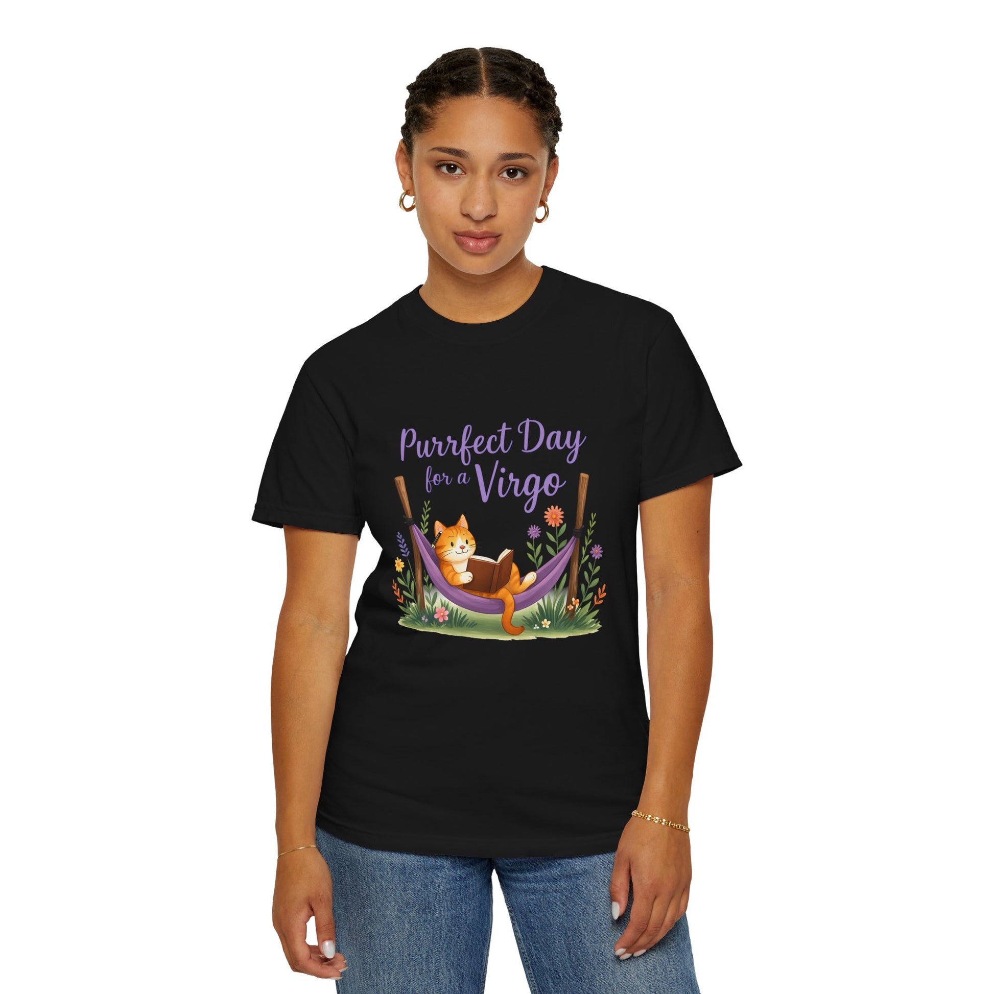 Purrfect Day for a Virgo Tee – Colorful Zodiac Cat Shirt