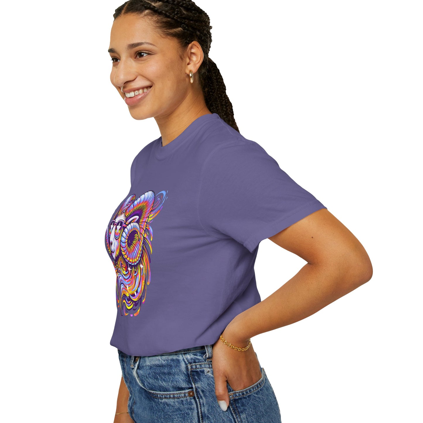 Psychedelic Aries Ram Tee – Retro Multicolor Zodiac Shirt
