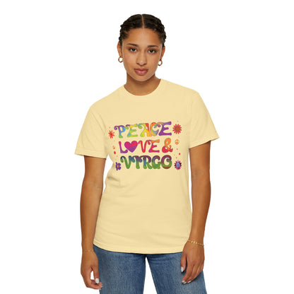 Peace Love & Virgo – Retro Hippie Zodiac Tee