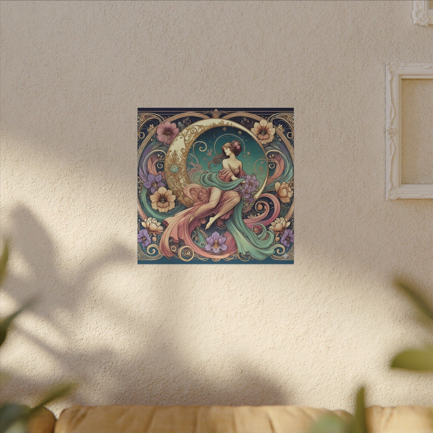 Floral Moon Muse – Art Nouveau Goddess Wall Art