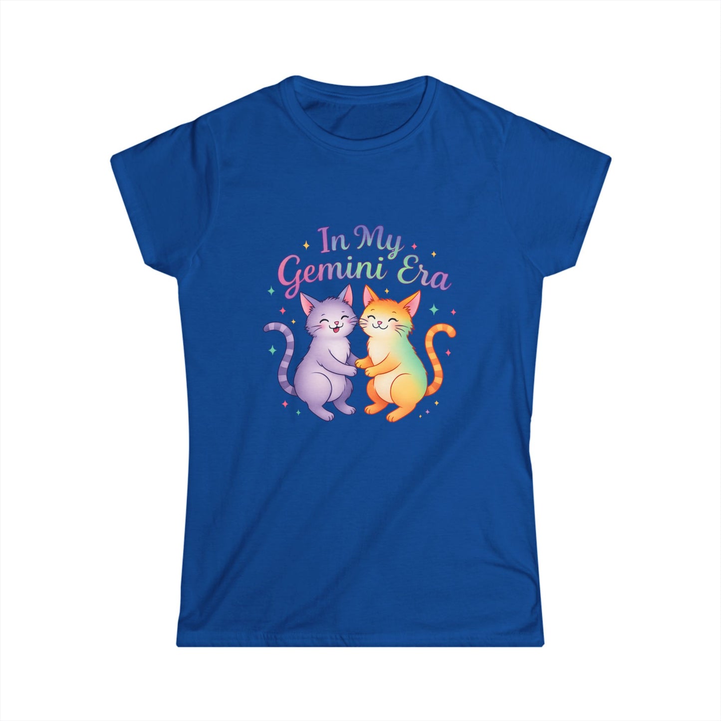 In My Gemini Era Women’s Softstyle Tee – Empowering Zodiac Cat Shirt