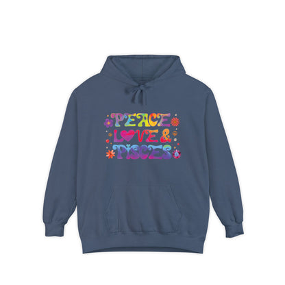 Peace Love & Pisces Unisex Hoodie – Groovy Retro Comfort Colors Midweight Hoodie