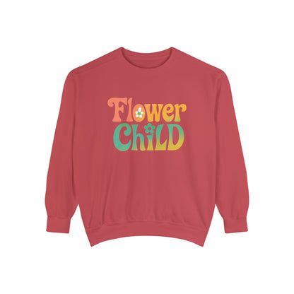 Flower Child Unisex Crewneck – Groovy Flower Power Comfort Colors Midweight Sweatshirt