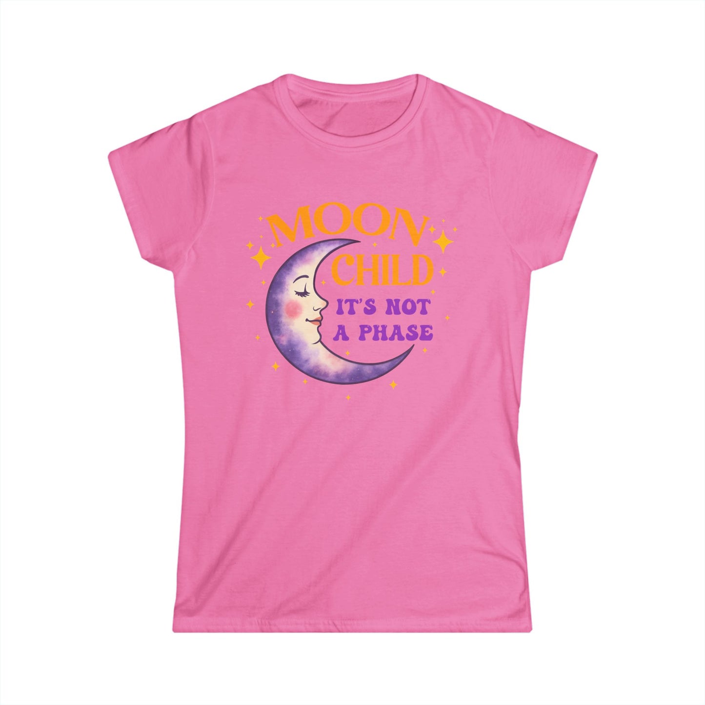 Moon Child Women’s Softstyle Tee – Empowering Celestial Colorful Shirt