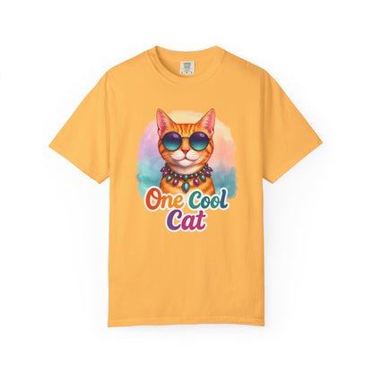 One Cool Cat  -  Funny Retro Groovy Cat Lover Tee