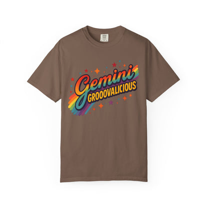 Gemini Groovalicious - Retro Disco Rainbow Zodiac Tee - Enchanted Sky