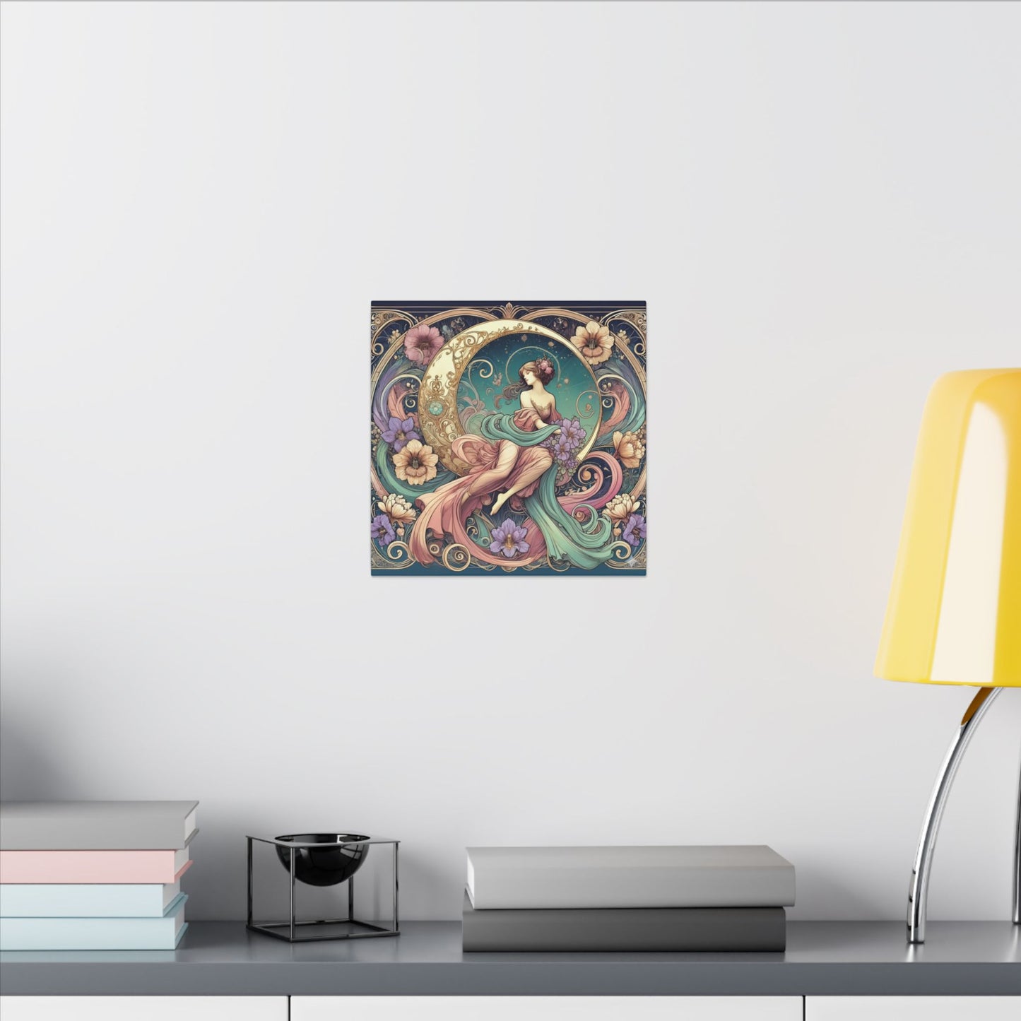 Floral Moon Muse – Art Nouveau Goddess Wall Art