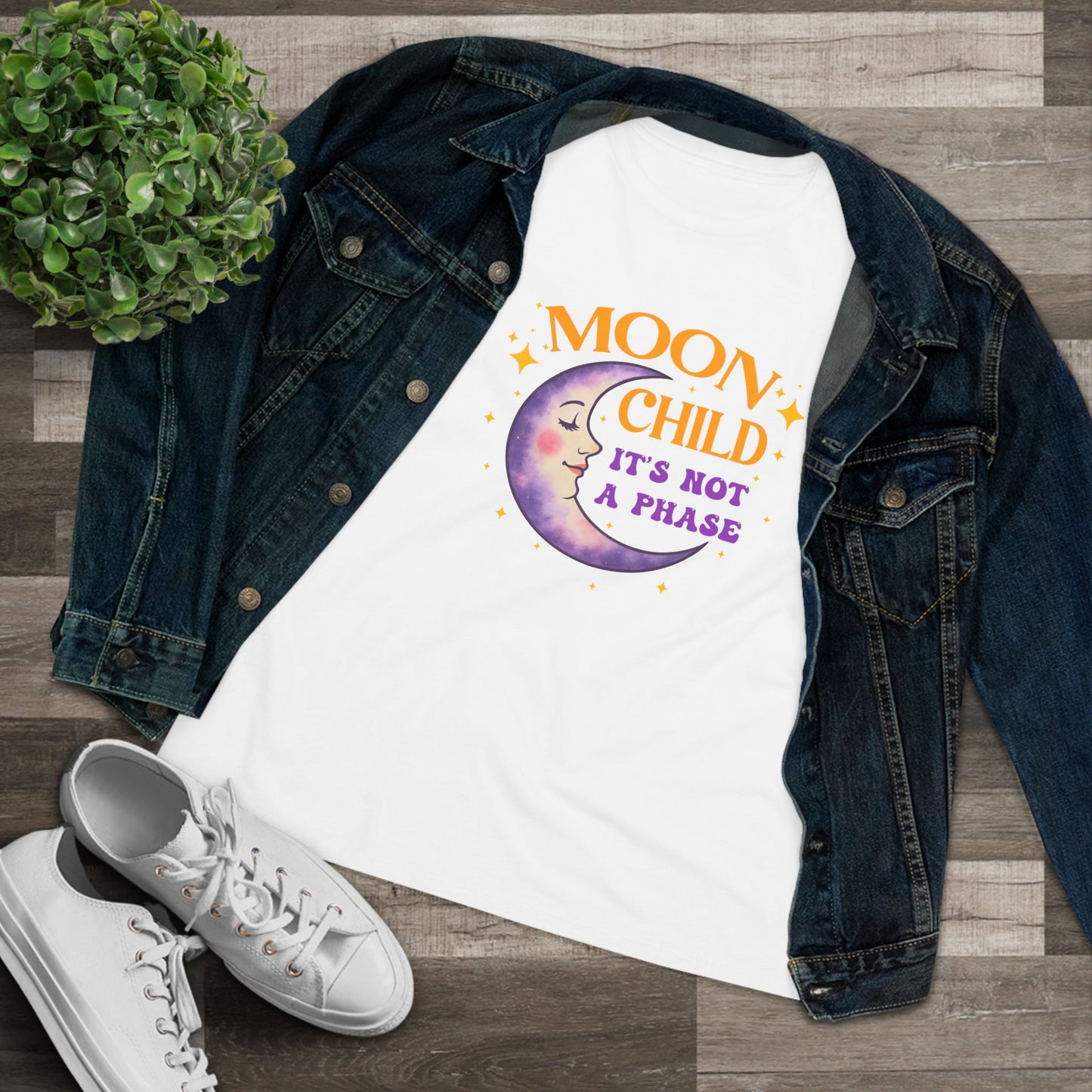 Moon Child It's Not A Phase Women’s Relaxed Tee – Empowering Celestial Colorful Shirt