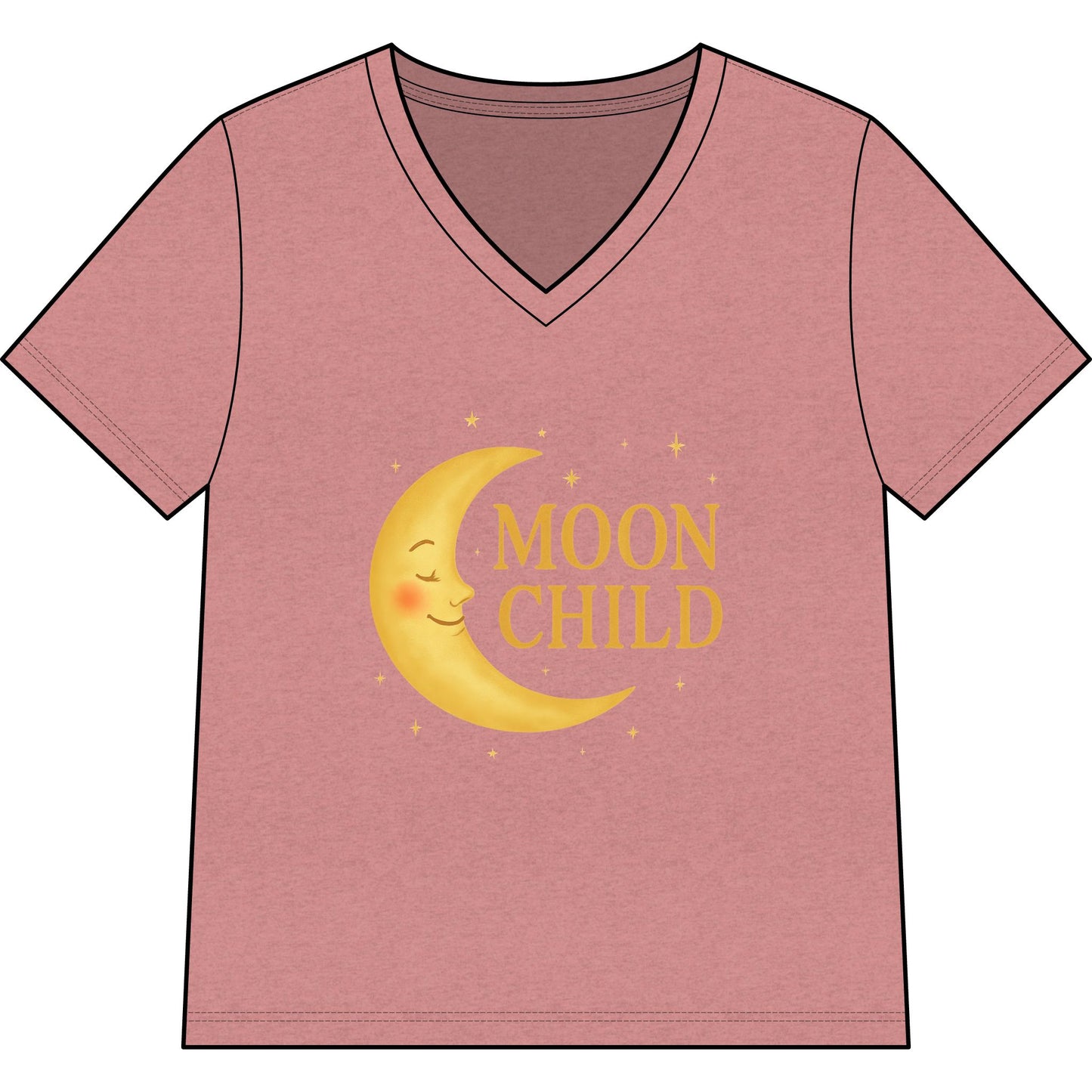 Moon Child Women’s V-Neck Tee – Empowering Celestial Colorful Shirt