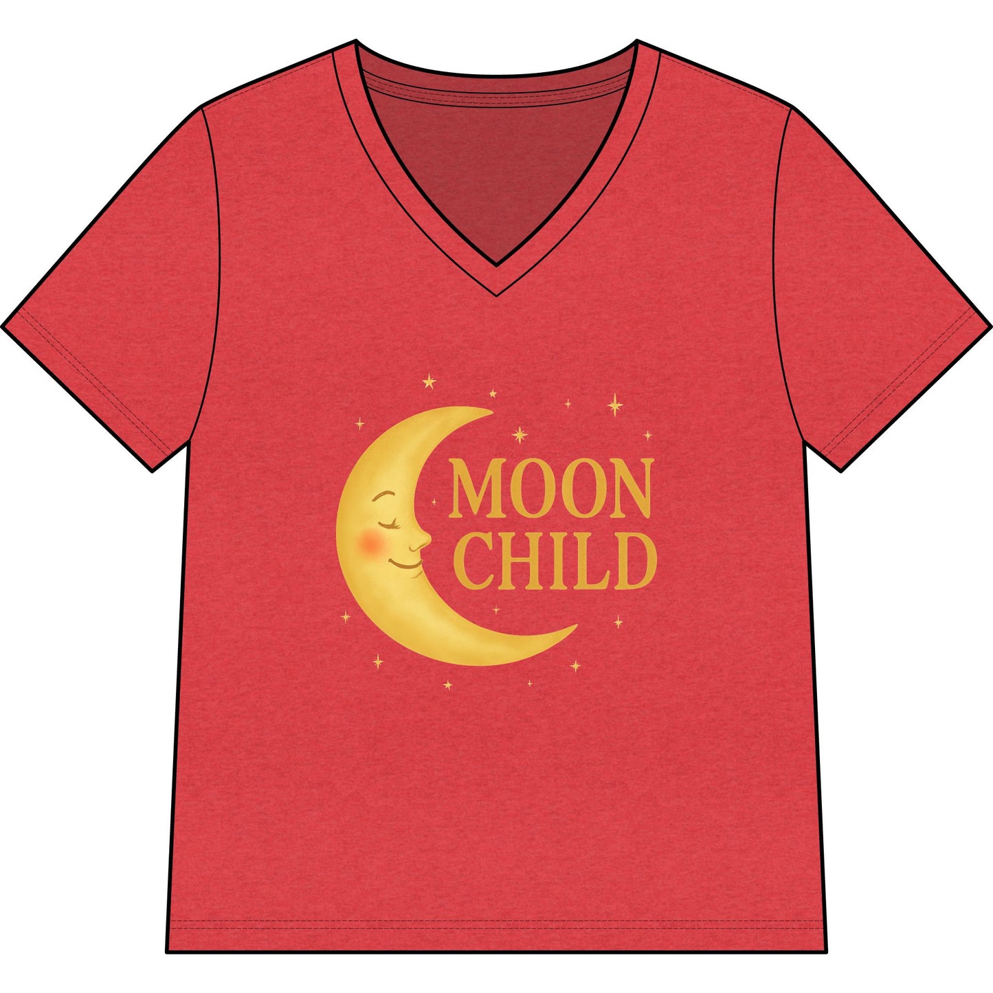 Moon Child Women’s V-Neck Tee – Empowering Celestial Colorful Shirt