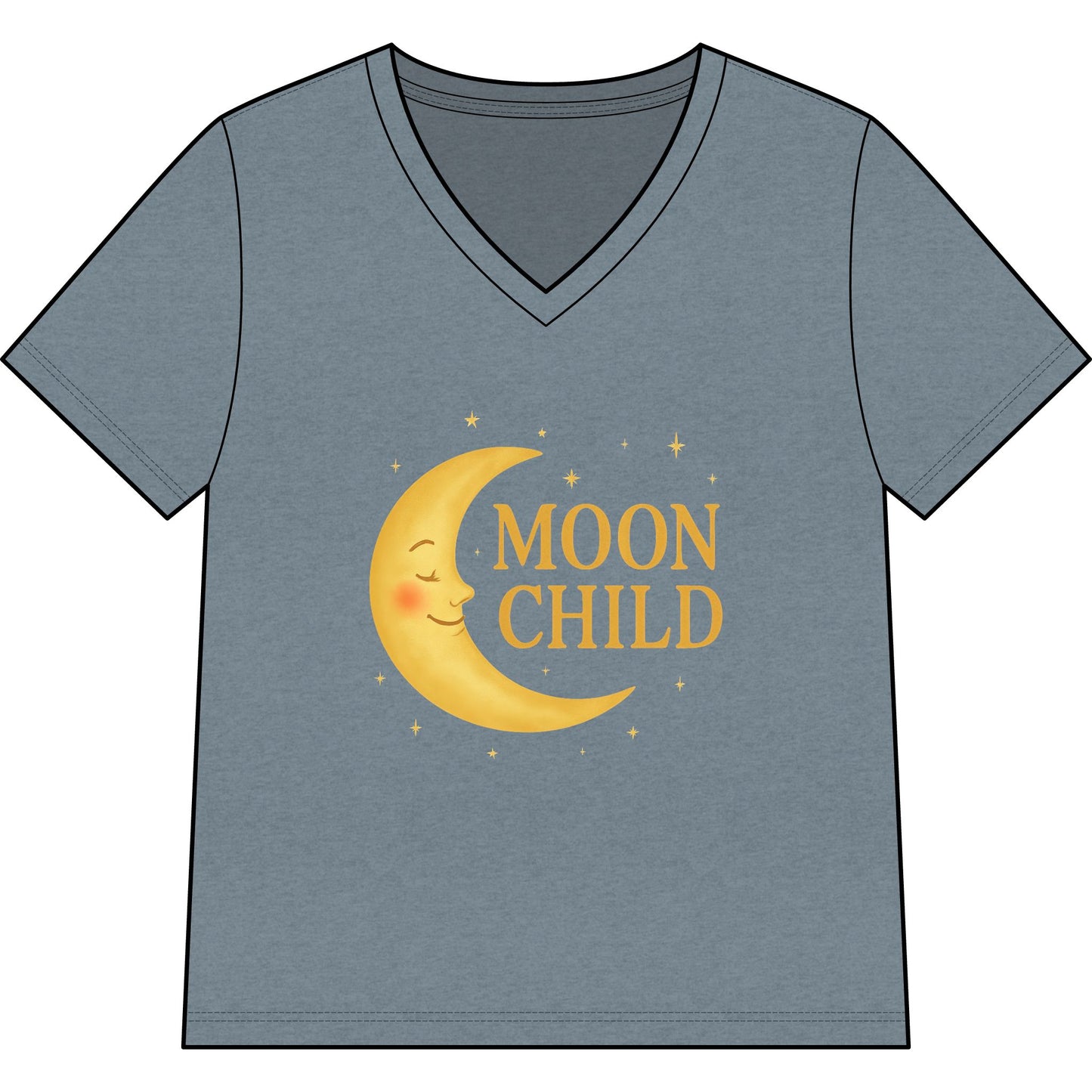 Moon Child Women’s V-Neck Tee – Empowering Celestial Colorful Shirt