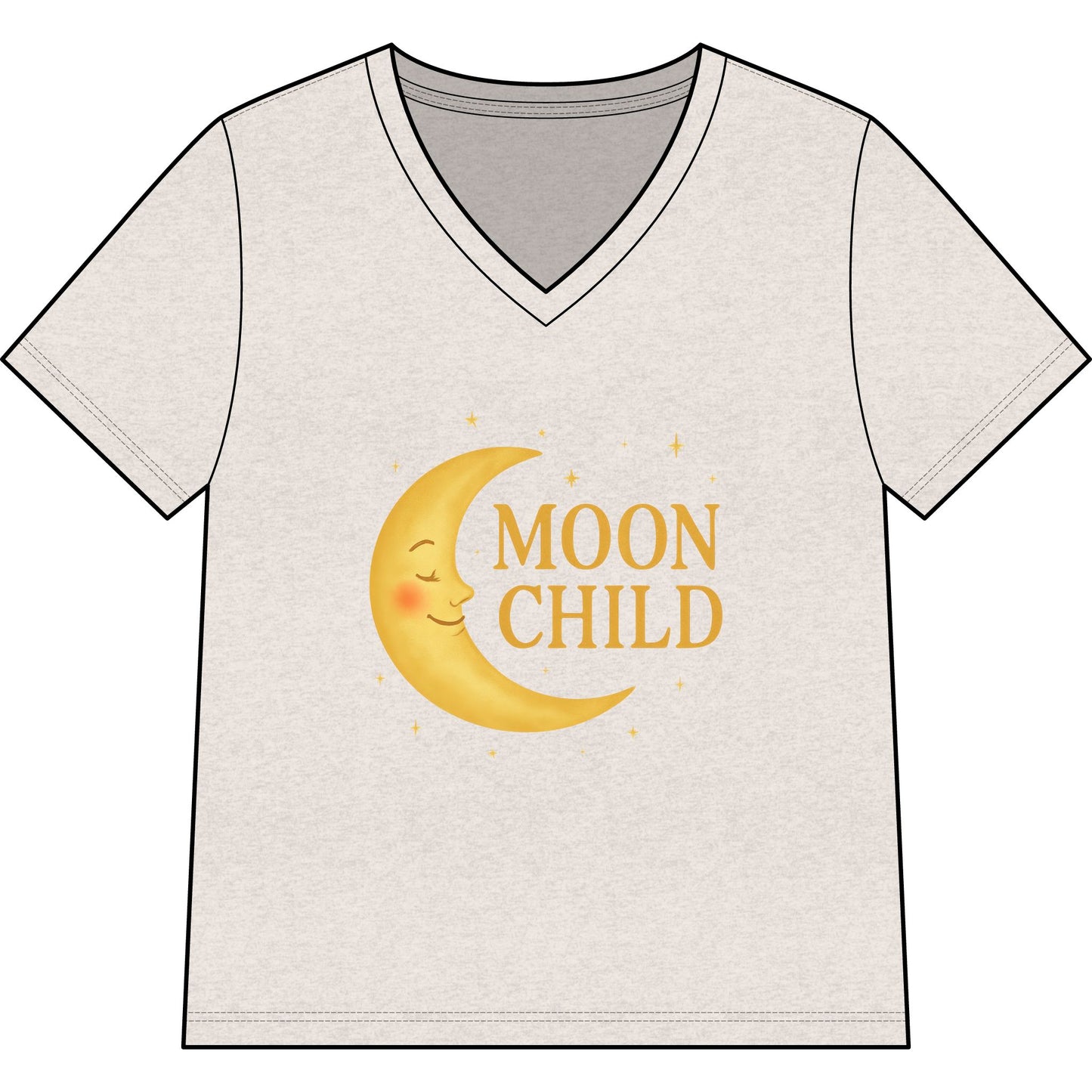 Moon Child Women’s V-Neck Tee – Empowering Celestial Colorful Shirt