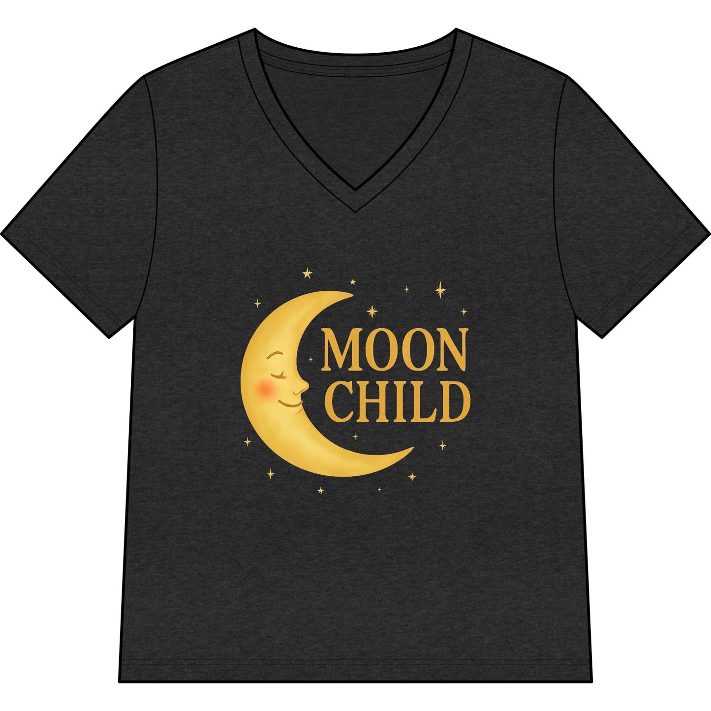 Moon Child Women’s V-Neck Tee – Empowering Celestial Colorful Shirt