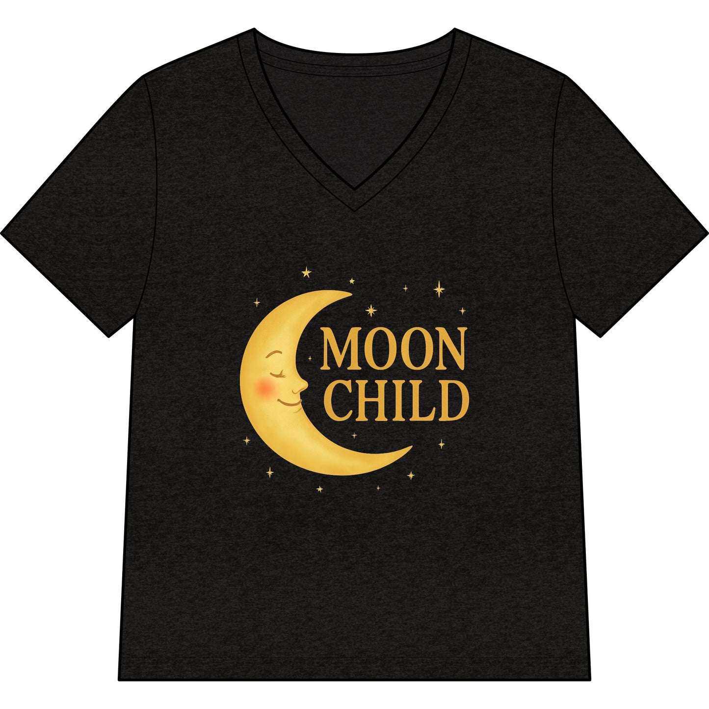 Moon Child Women’s V-Neck Tee – Empowering Celestial Colorful Shirt