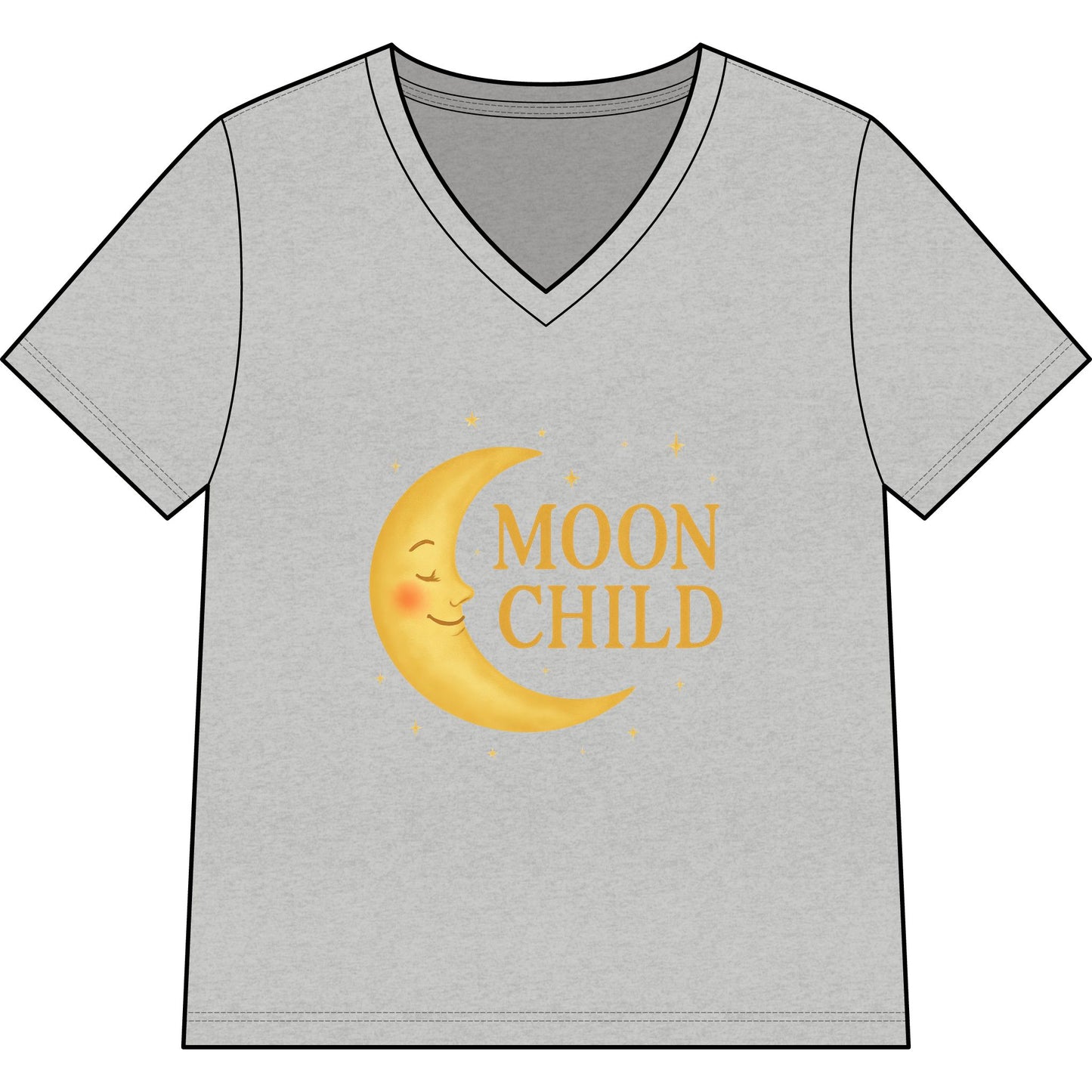 Moon Child Women’s V-Neck Tee – Empowering Celestial Colorful Shirt