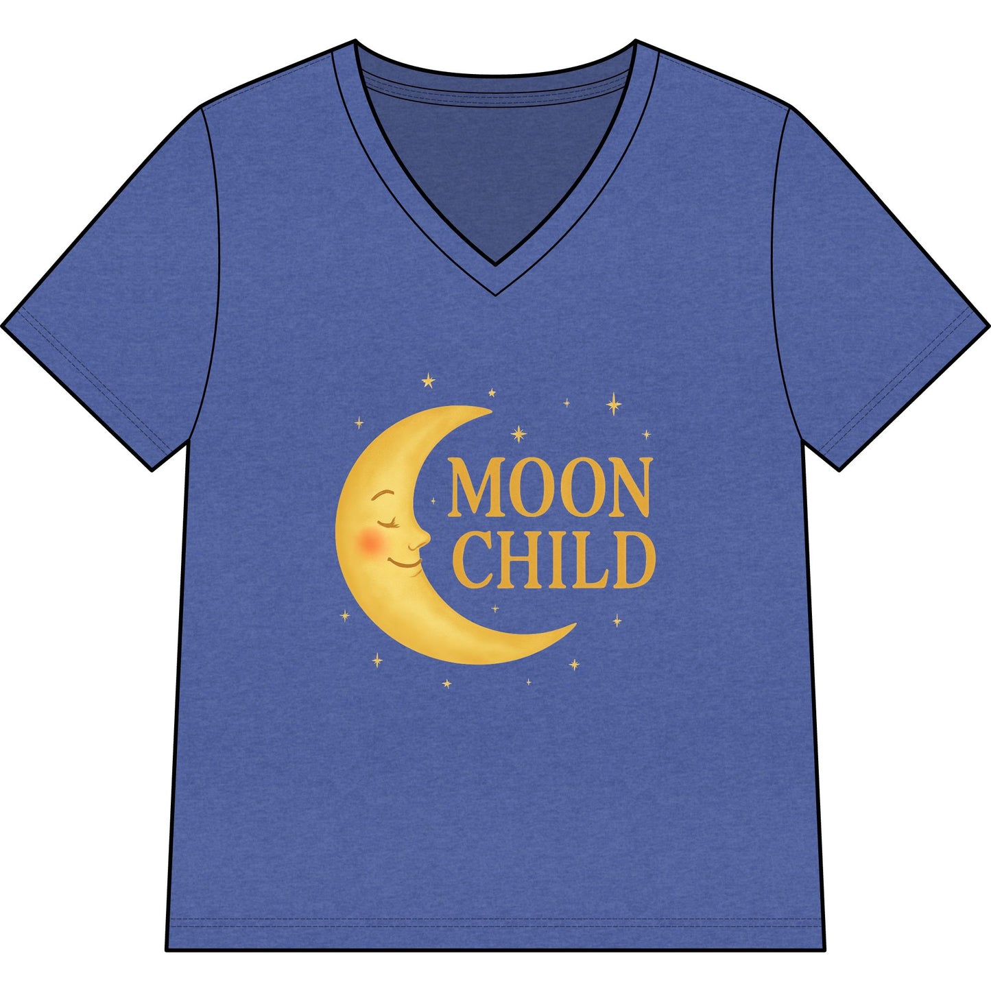 Moon Child Women’s V-Neck Tee – Empowering Celestial Colorful Shirt