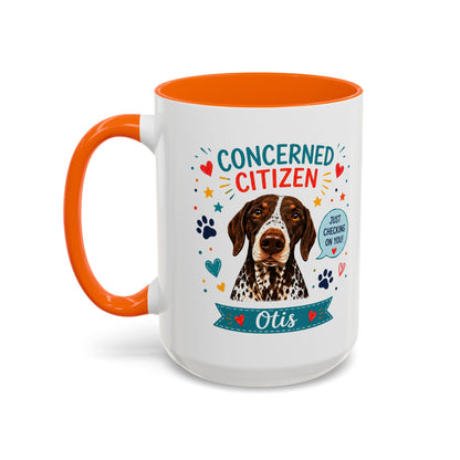 Personalized Dog Mug "Concerned Citizen" | Custom Pet Color Accent Mug with Dog Photo & Name | Funny Dog Lover Gift