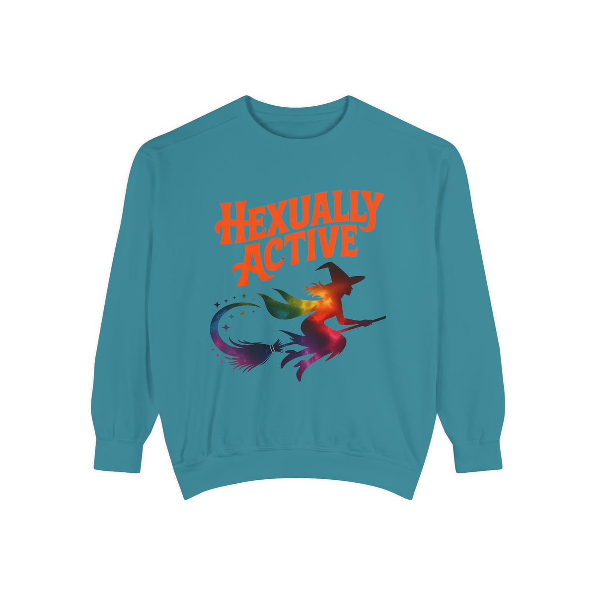 Hexually Active Sweatshirt – Retro Witch Comfort Colors Unisex Pullover - Enchanted Sky